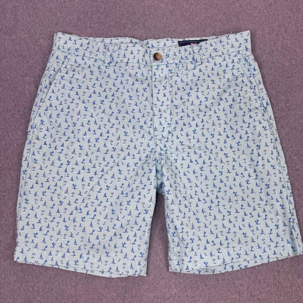 Vineyard Vines‎ Breaker Shorts Mens 34 Sailboats And Palm Trees Coastal Preppy